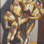 Oljemålning, Rudolf Gowenius (1896-1960), Sverige. Döende matador. Olja på pannå, 45x37 cm
